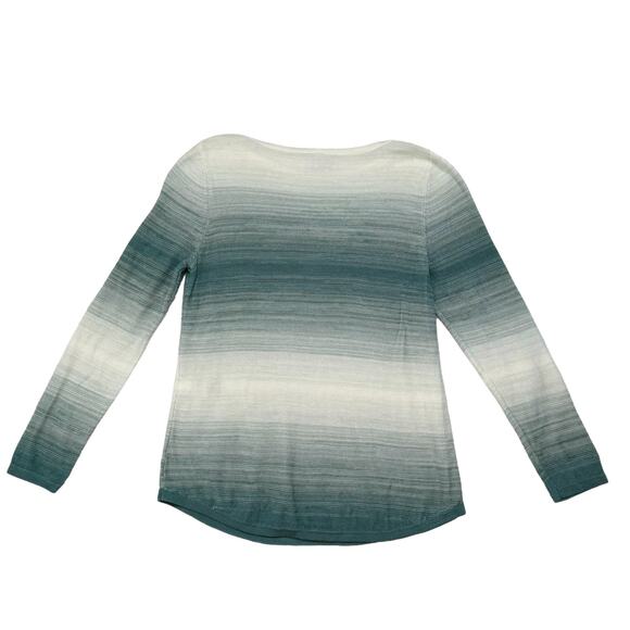CHICOS Teal Ombre Stripe Cotton Rayon Knit Pullover Sweater Size Small (0) Light - Picture 5 of 10